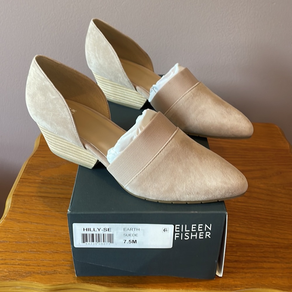 NIB Eileen Fisher Hilly Wedge d’Orsay Pump 7.5 M Earth
